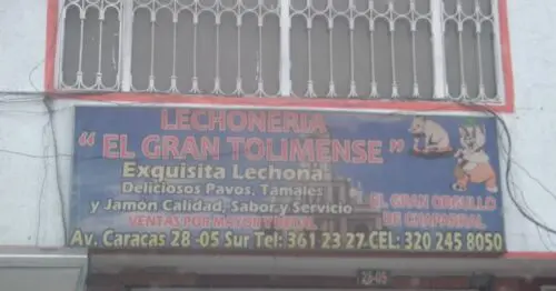 LECHONERIA EL GRAN TOLIMENSE AVENIDA CARRERA 14 CON 28 LECHONERIA EL GRAN TOLIMENSE AVENIDA CARRERA 14 CON 28
